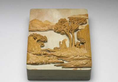 图片[2]-Songhua inkstone with lid featuring landscape and figure, Qing dynasty, Qianlong reign (1736-1795)-China Archive